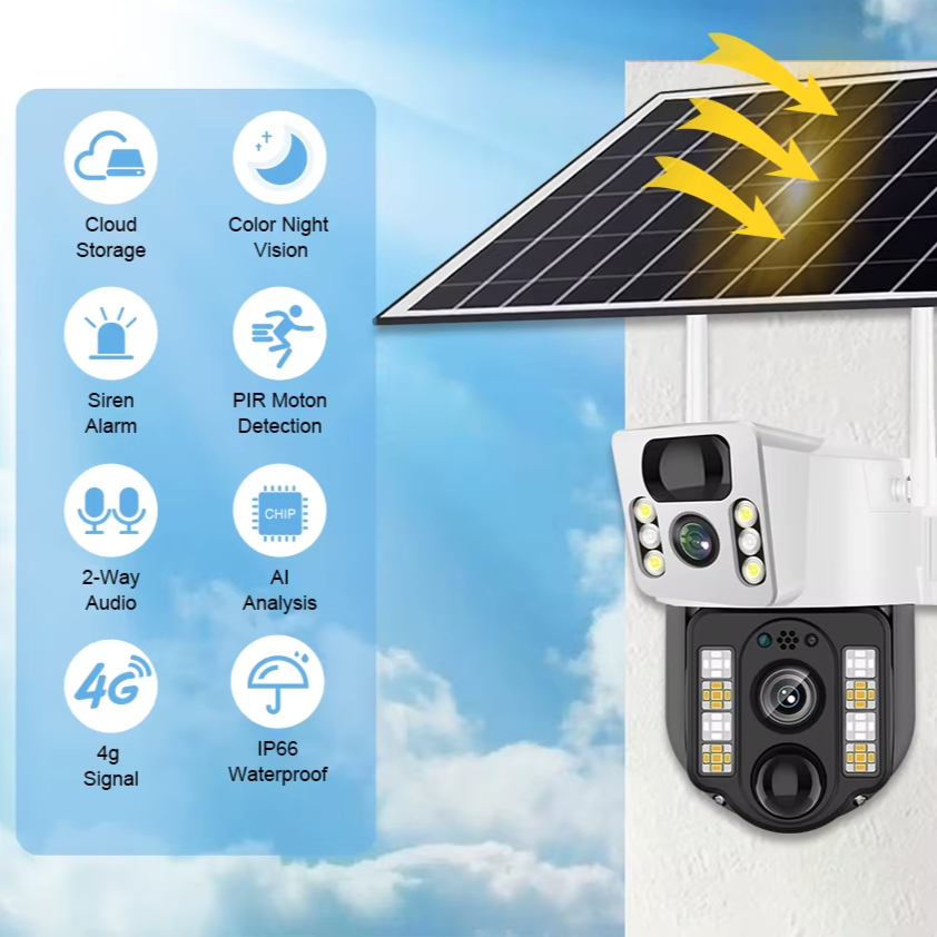 CAMÉRA DE SÉCURITÉ ULTRA HD 4K RECHARGEABLE + SOLAIRE WIFI / 4G SIM