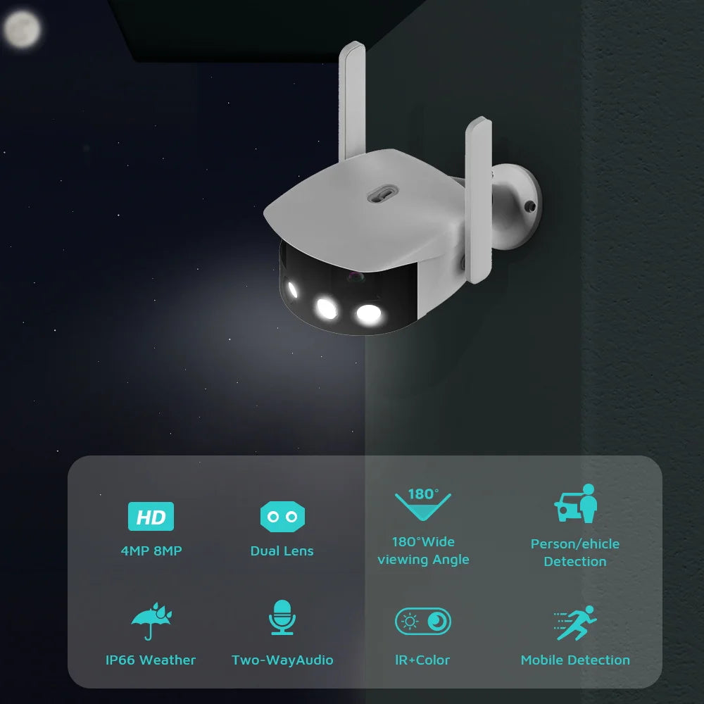 CAMÉRA WIFI 4K - DOUBLE OBJECTIF 180° ET DÉTECTION AI