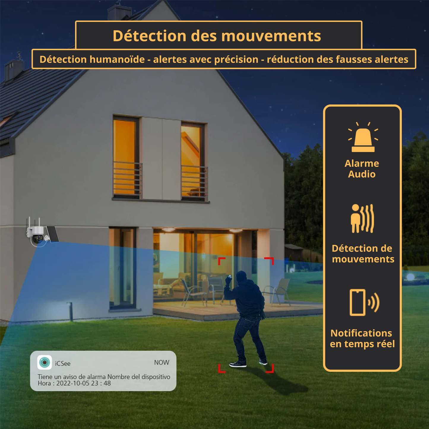 INTELGENIA™ - CAMÉRA SOLAIRE SURVEILLANCE WIFI FULL HD /BATTERIES AUTONOMES