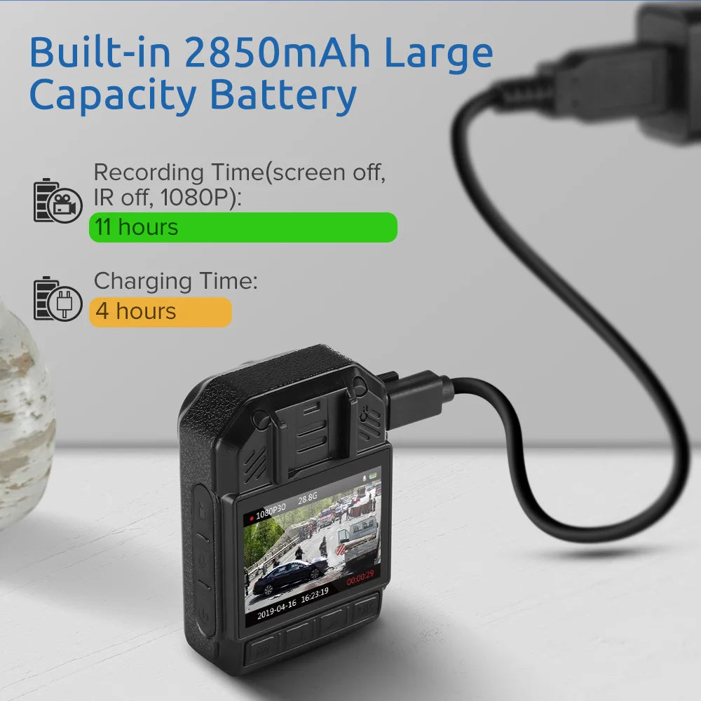 CAMÉRA CORPORELLE HD 1296P GRAND ANGLE AVEC VISION NOCTURNE