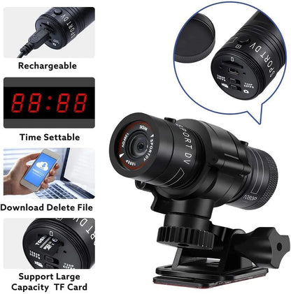 CAMÉRA SPORT ÉTANCHE 1080P POUR CASQUE OU GUIDON AVEC FIXATION ARMES