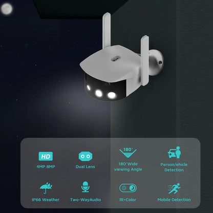 CAMÉRA WIFI 4K - DOUBLE OBJECTIF 180° ET DÉTECTION AI