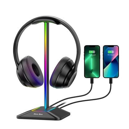 SUPPORT CASQUE GAMING RGB NEW BEE Z8 AVEC 2 USB – BASE ANTIDÉRAPANTE