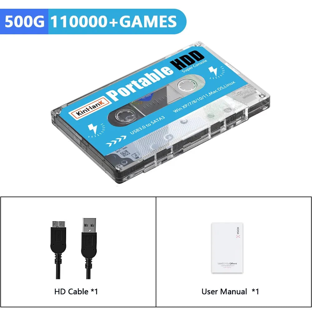 CONSOLE GAMING KINHANK 500GO AVEC 100 000 JEUX & 70 ÉMULATEURS – PLUG & PLAY BATOCERA