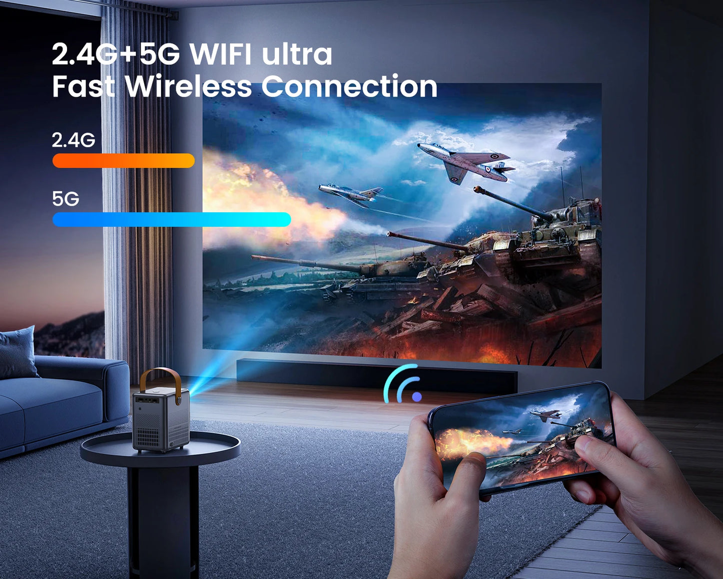 VIDÉOPROJECTEUR PORTABLE 5G WIFI BLUETOOTH FULL HD