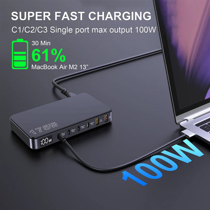 CHARGEUR USB-C 175W AVEC 6 PORTS (MACBOOK / IPHONE / SAMSUNG)