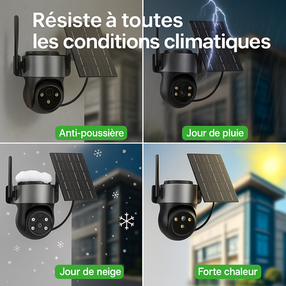 SolarCam™ | Caméra de Surveillance Solaire WiFi | Full HD, Vision Nocturne, Autonomie Longue Durée