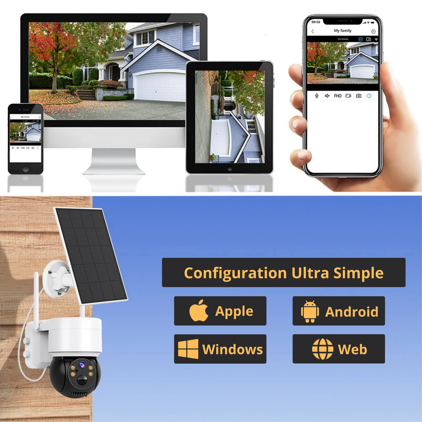 INTELGENIA™ - CAMÉRA SOLAIRE SURVEILLANCE WIFI FULL HD /BATTERIES AUTONOMES